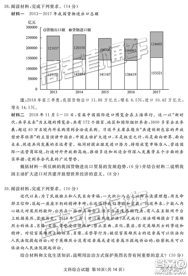 2019四川省眉山、遂寧、廣安、內(nèi)江四市聯(lián)考文綜試題及參考答案