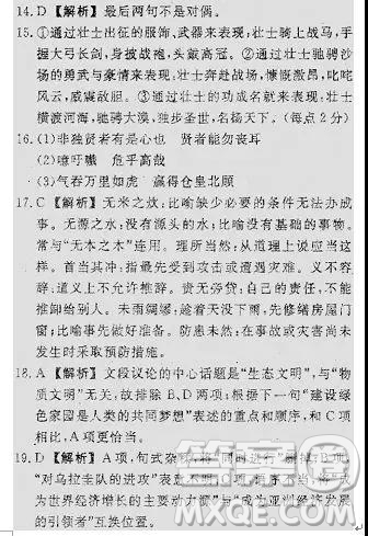 衡中同卷2019年調(diào)研卷普通高等學(xué)校招生全國統(tǒng)一考試模擬試題二語文試題及答案