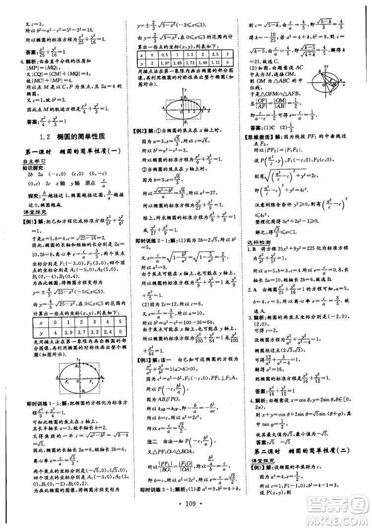 2019版百年學典高中全程學習導與練選修1-2數(shù)學BSD北師大版參考答案