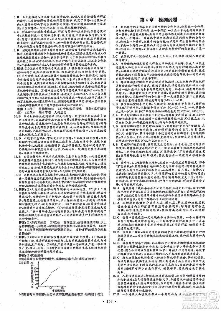 百年學典2021版高中全程學習導與練生物必修3人教版參考答案