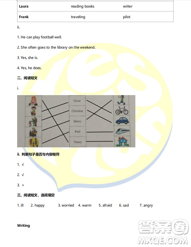 佛山市禪城區(qū)2018-2019六年級(jí)上學(xué)期期末考試英語(yǔ)試卷答案