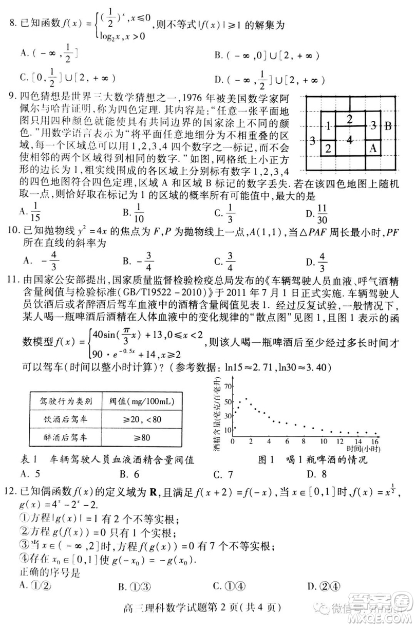 2019年濰坊高三上學(xué)期期末考試?yán)頂?shù)試題及答案