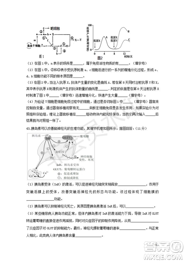 2018-2019學年黑龍江省鶴崗市第一中學高二上學期期末考試生物試題及答案