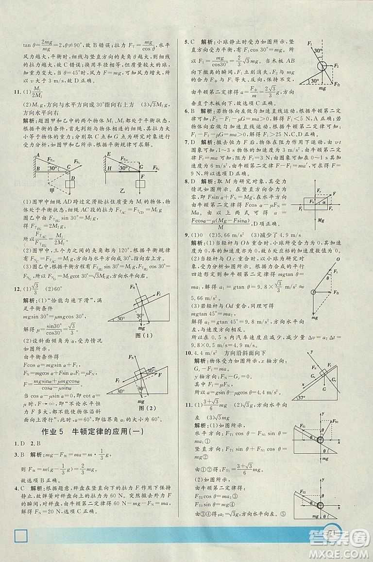 鐘書金牌2019年寒假作業(yè)導(dǎo)與練物理高二年級(jí)參考答案