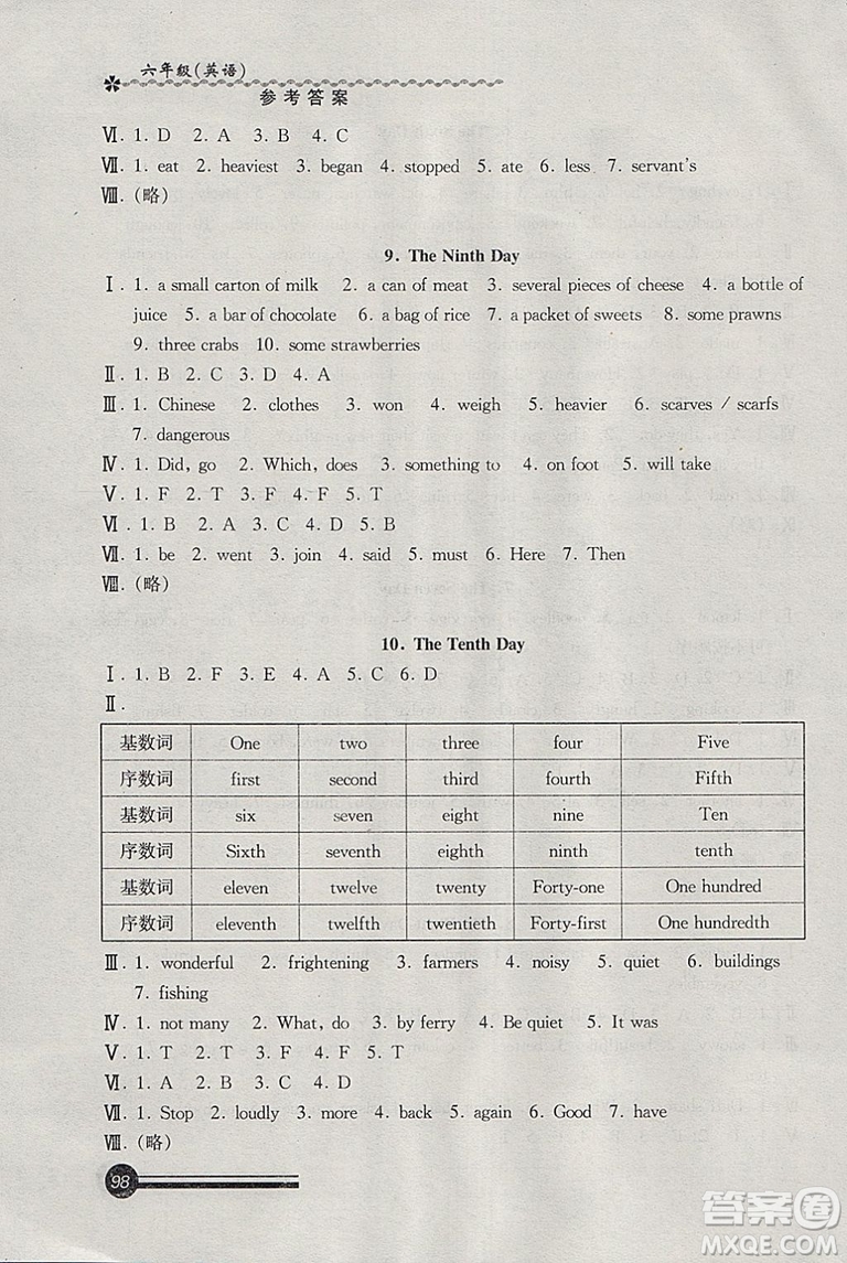 中西書(shū)局2019年快樂(lè)寒假寒假能力自測(cè)英語(yǔ)N版牛津版六年級(jí)答案