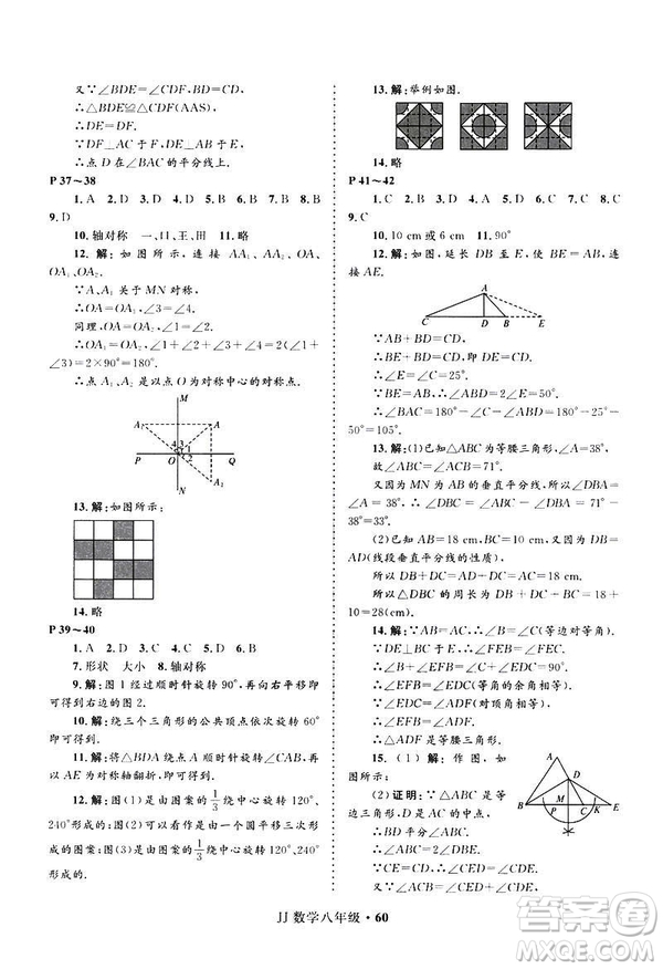 2019年贏在起跑線中學(xué)生快樂寒假八年級(jí)數(shù)學(xué)冀教版參考答案