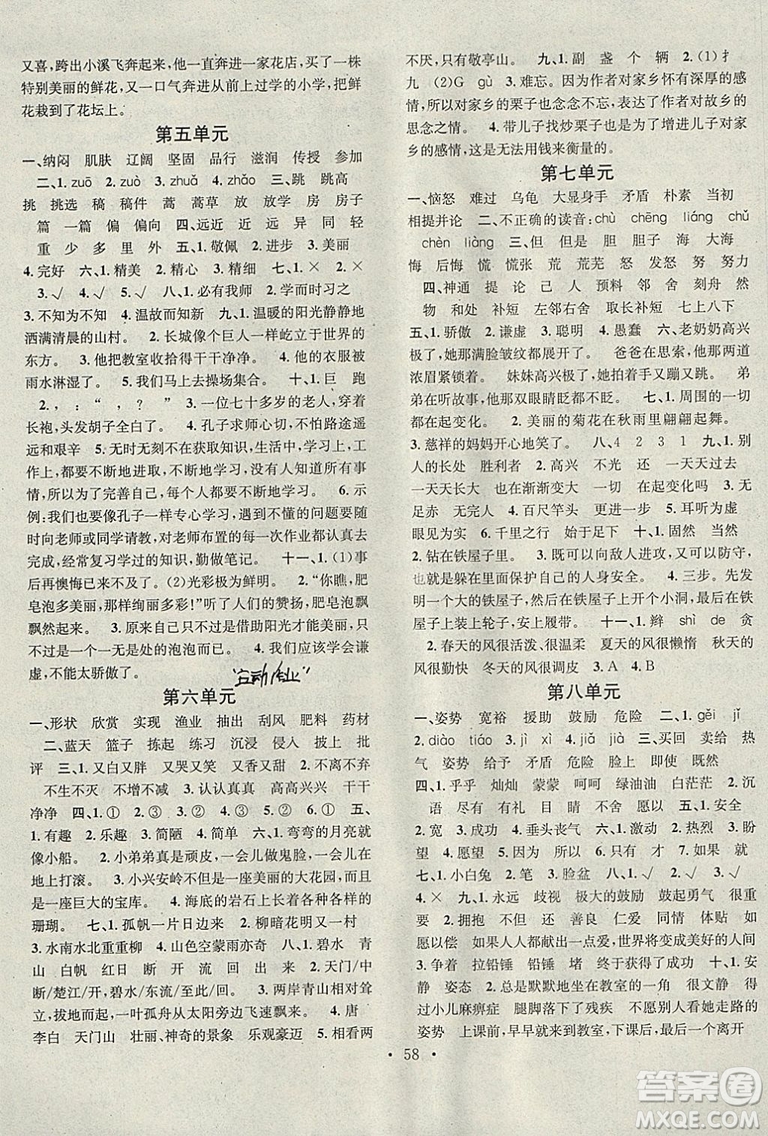 學(xué)習(xí)總動員2019春寒假總復(fù)習(xí)三年級語文人教版答案