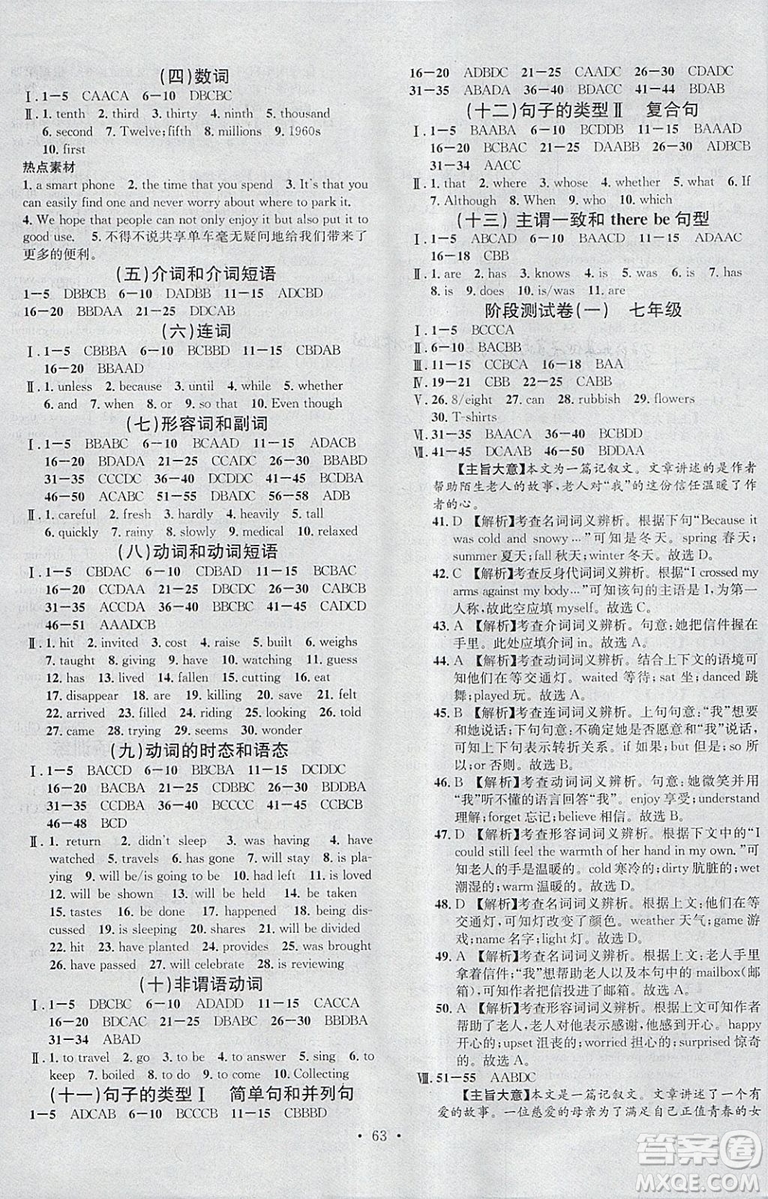 河北專版2019中考火線100天中考滾動復(fù)習(xí)法英語參考答案