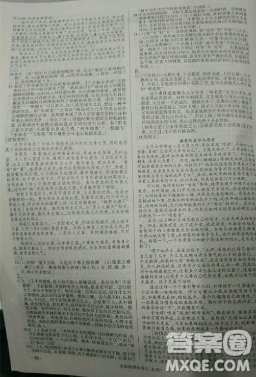 2019高考語文核按鈕綜合訓(xùn)練全國課標(biāo)卷B版答案