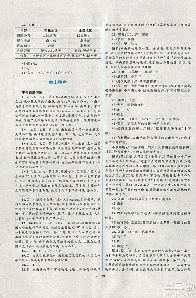 志鴻優(yōu)化系列叢書2019初中同步學考優(yōu)化設(shè)計地理七年級下冊湘教XJ版答案