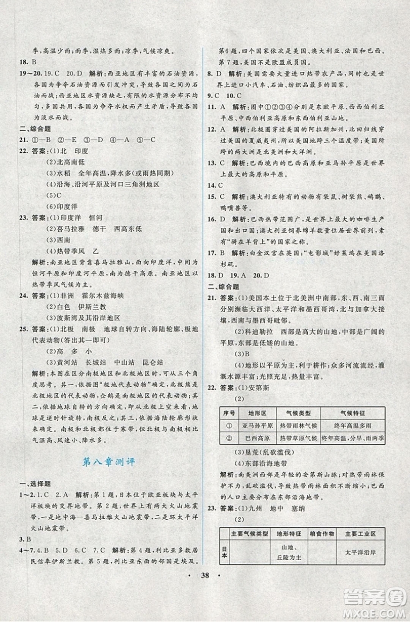 志鴻優(yōu)化系列叢書2019初中同步學考優(yōu)化設(shè)計地理七年級下冊湘教XJ版答案