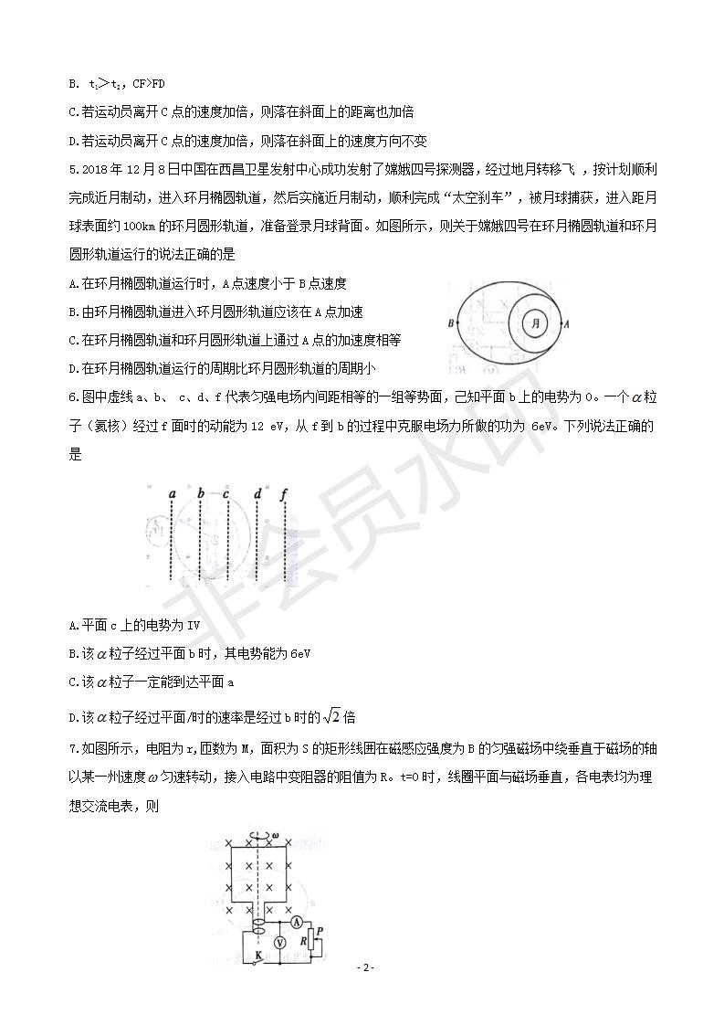 湖南省岳陽市2019屆高三教學(xué)質(zhì)量檢測一物理試題及答案