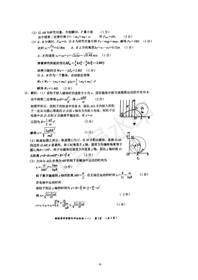 湖南省岳陽市2019屆高三教學(xué)質(zhì)量檢測一物理試題及答案