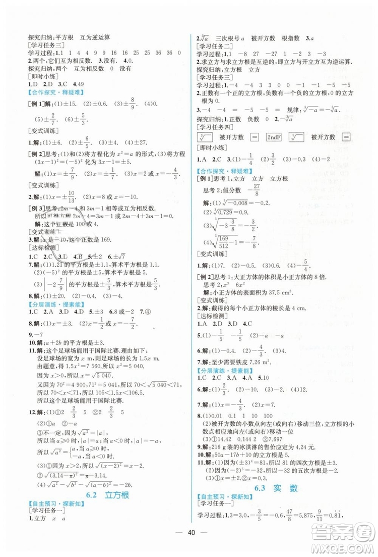 人教版2019年同步學(xué)歷案課時練數(shù)學(xué)七年級下冊參考答案