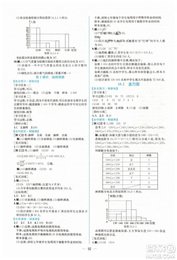 人教版2019年同步學(xué)歷案課時練數(shù)學(xué)七年級下冊參考答案