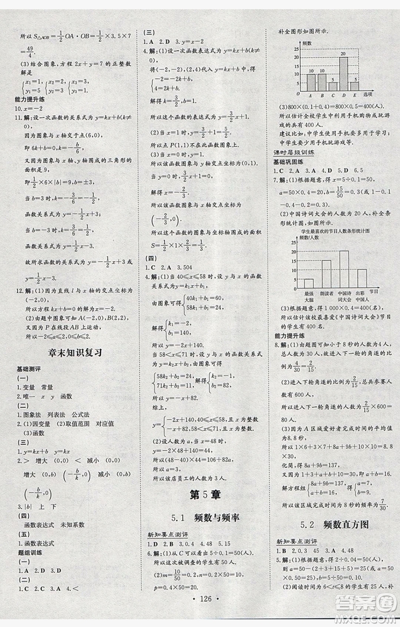 2019導(dǎo)與練練案課時(shí)練課時(shí)作業(yè)本八年級(jí)下冊(cè)數(shù)學(xué)湘教版答案
