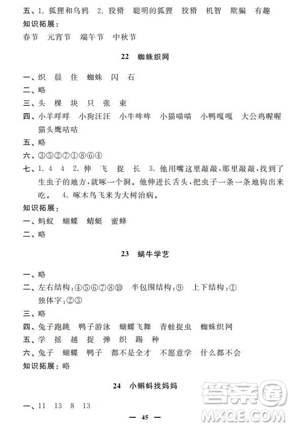 鐘書金牌2019年金牌教練一年級(jí)語(yǔ)文下冊(cè)參考答案