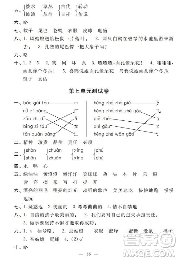 鐘書金牌2019年金牌教練一年級(jí)語(yǔ)文下冊(cè)參考答案