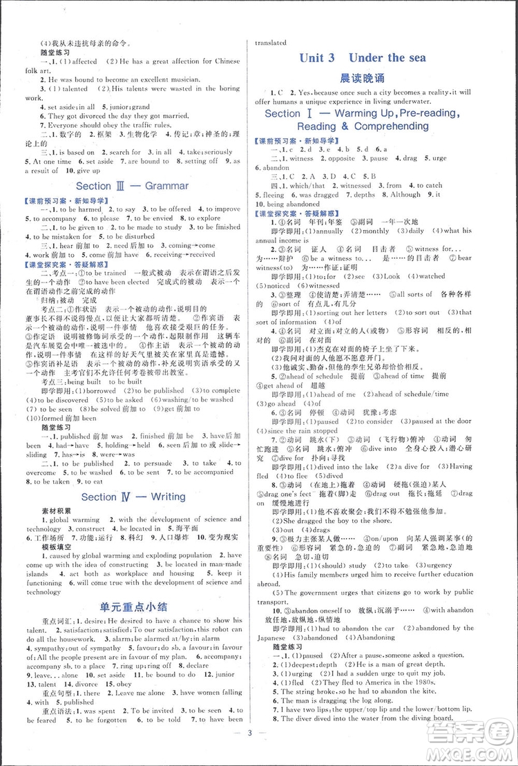 2019高中同步學(xué)考優(yōu)化設(shè)計(jì)英語(yǔ)選修7人教版答案
