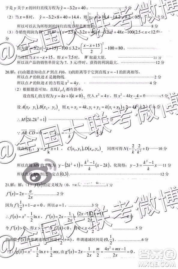 閩粵贛三省十校2019屆高三下學(xué)期聯(lián)考文科數(shù)學(xué)參考答案