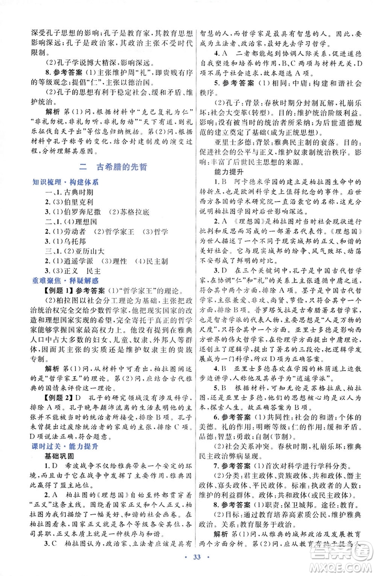2019高中同步測控優(yōu)化設(shè)計歷史選修4人民版中外歷史人物評說答案