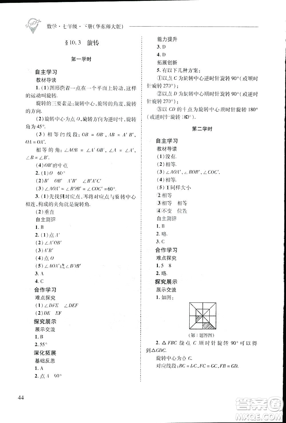 2019新課程問題解決導學方案數(shù)學七年級下冊華東師大版答案