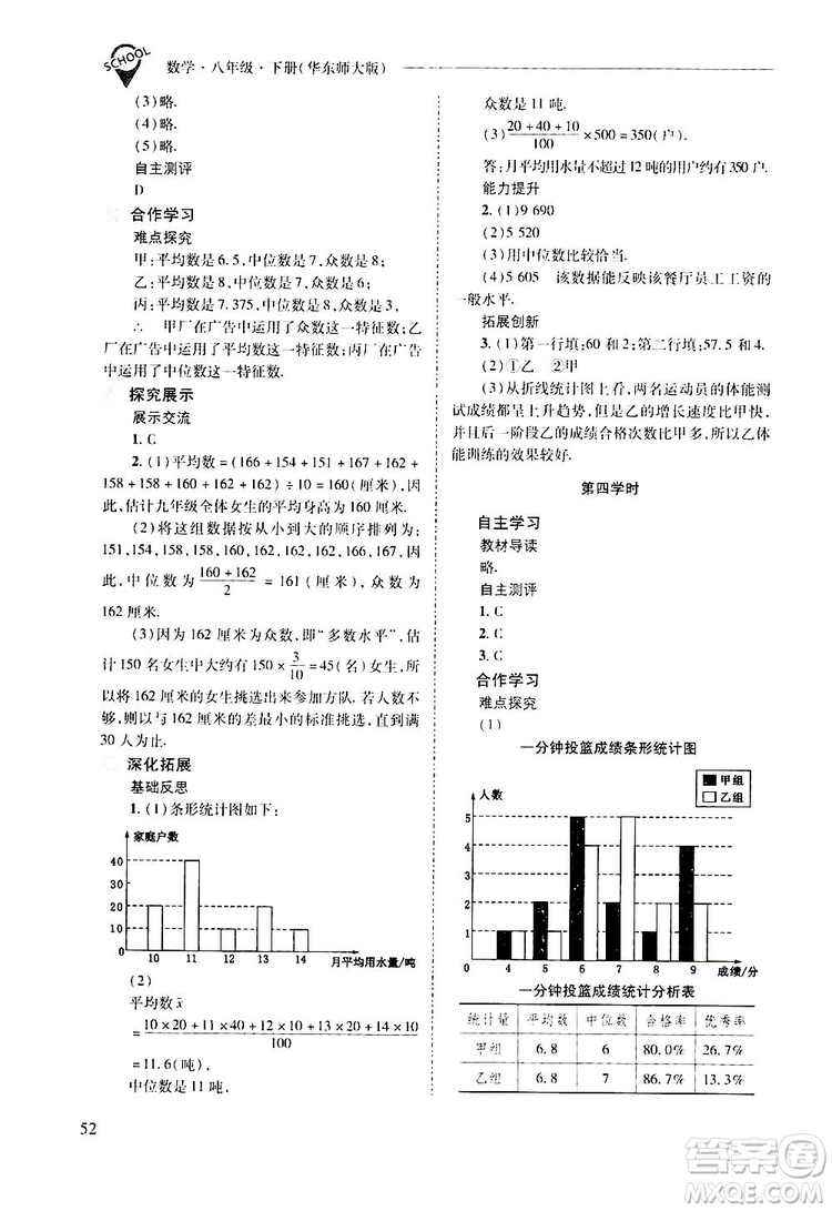 2019新課程問題解決導學方案數(shù)學八年級下冊華東師大版答案