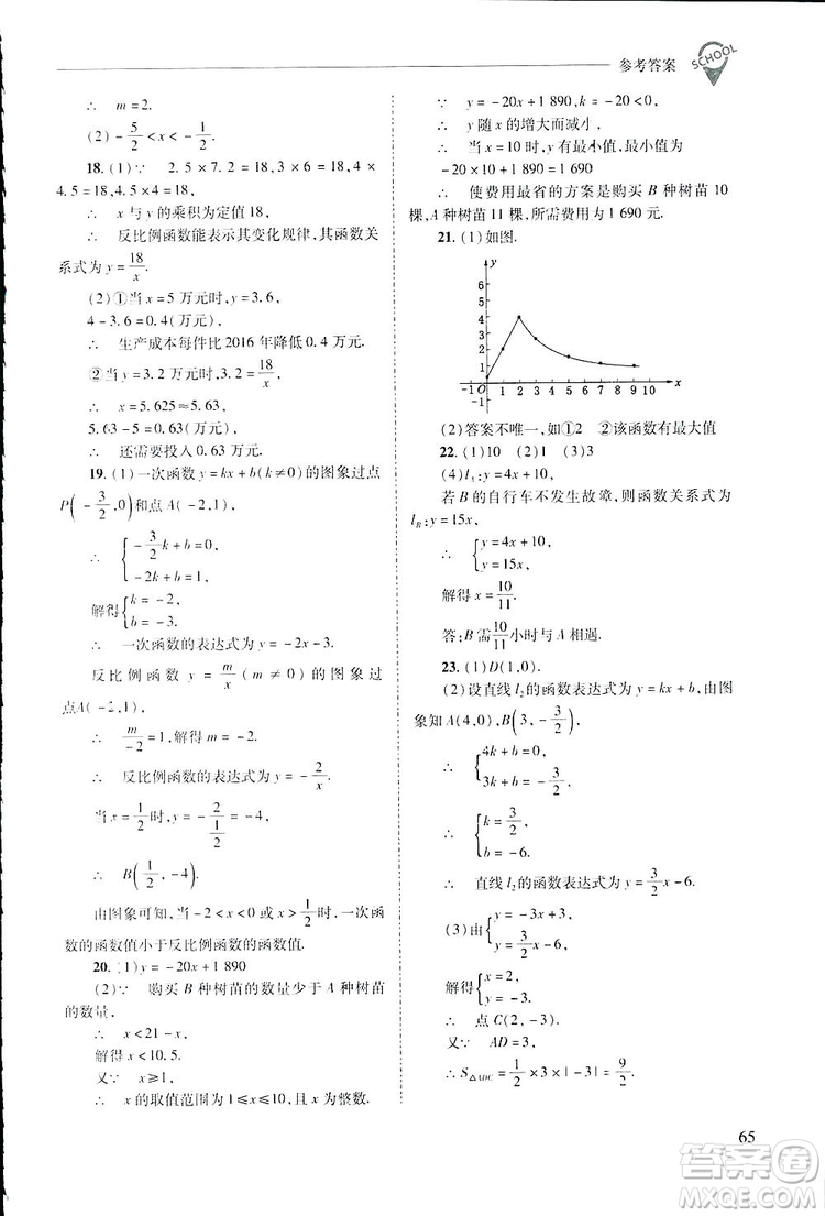 2019新課程問題解決導學方案數(shù)學八年級下冊華東師大版答案