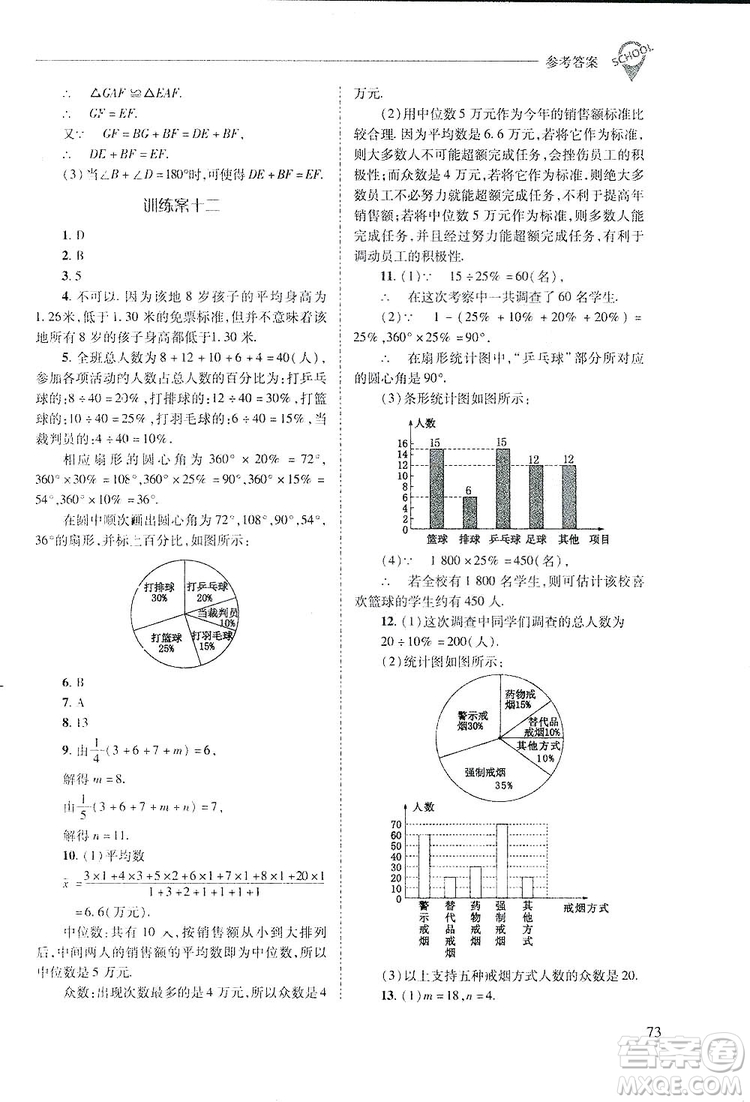 2019新課程問題解決導學方案數(shù)學八年級下冊華東師大版答案