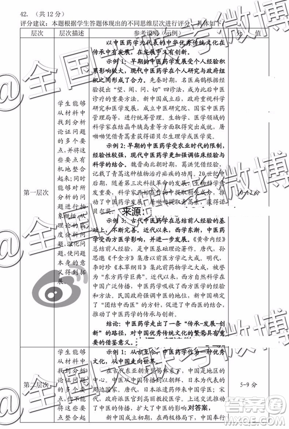 2019年深圳市高三一?？荚囄木C參考答案