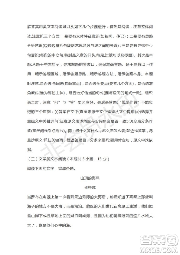 河南省駐馬店市2018-2019學(xué)年度高三下學(xué)期2月考試語文試題及答案解析