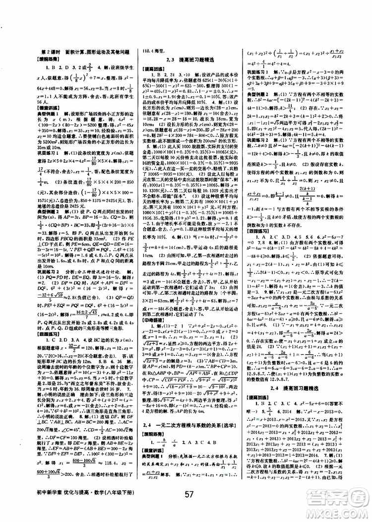 2019BBS初中新學案優(yōu)化與提高數(shù)學八年級下冊參考答案