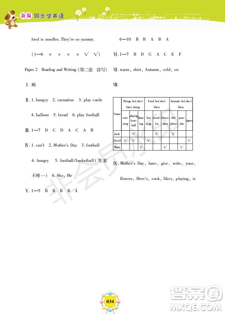 2019年新編同步學(xué)英語(yǔ)N版二年級(jí)下冊(cè)參考答案