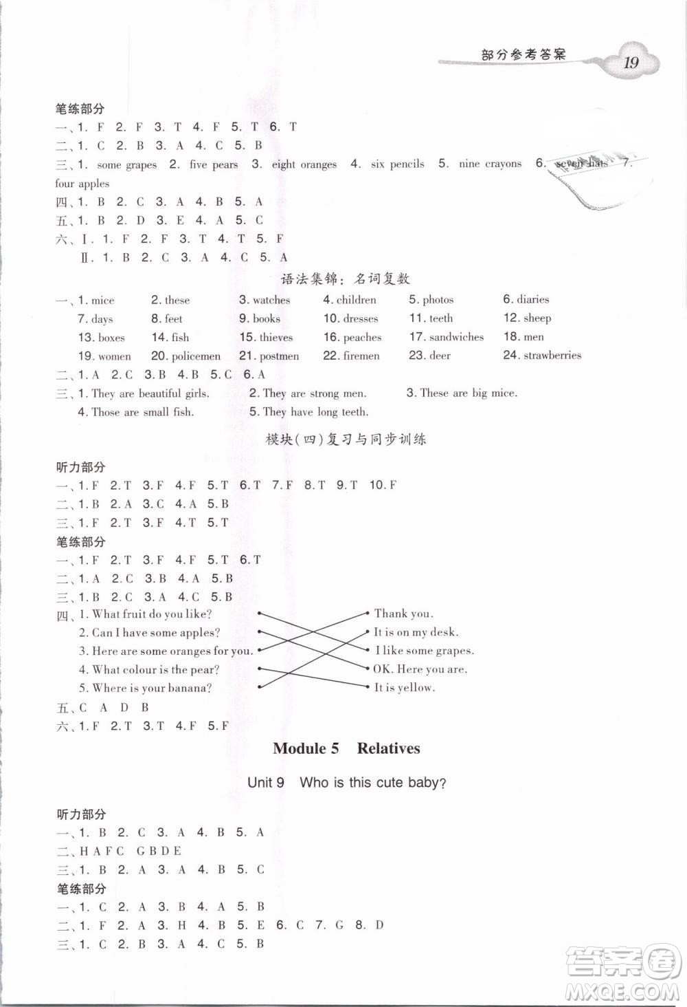 王牌英語TOP廣州版2019小學(xué)英語雙基同步導(dǎo)學(xué)導(dǎo)練三年級(jí)下冊(cè)答案