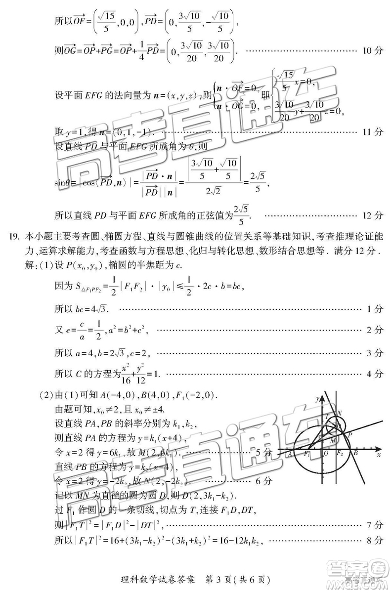 2019年莆田質檢理數(shù)試題及參考答案