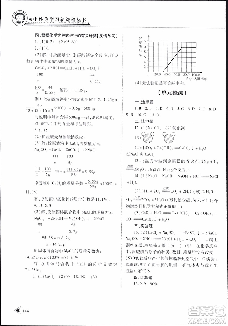 五四制2019年初中伴你學(xué)習(xí)新課程叢書(shū)九年級(jí)下冊(cè)化學(xué)魯教版參考答案