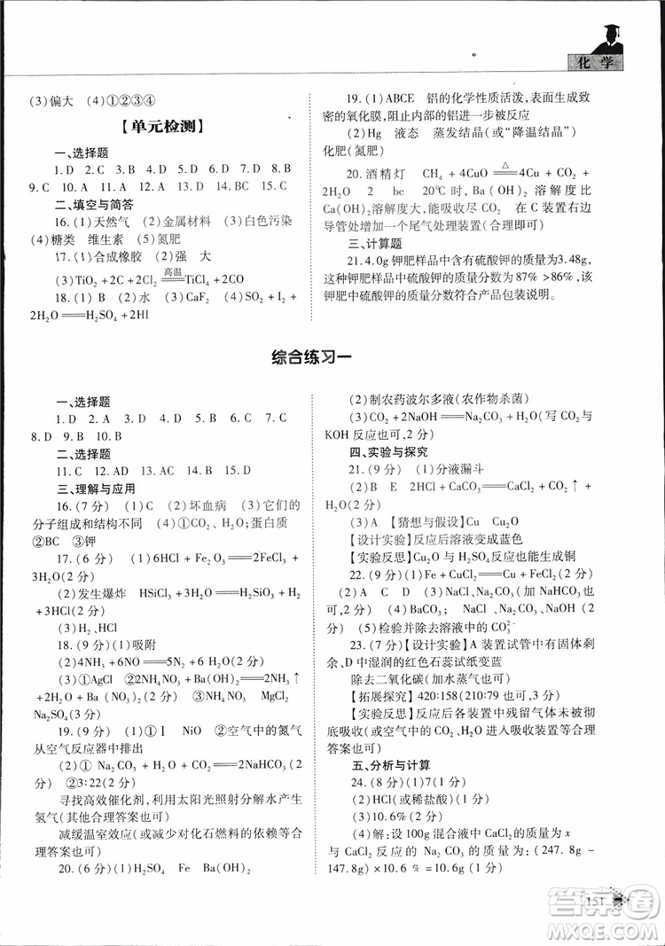 五四制2019年初中伴你學(xué)習(xí)新課程叢書(shū)九年級(jí)下冊(cè)化學(xué)魯教版參考答案