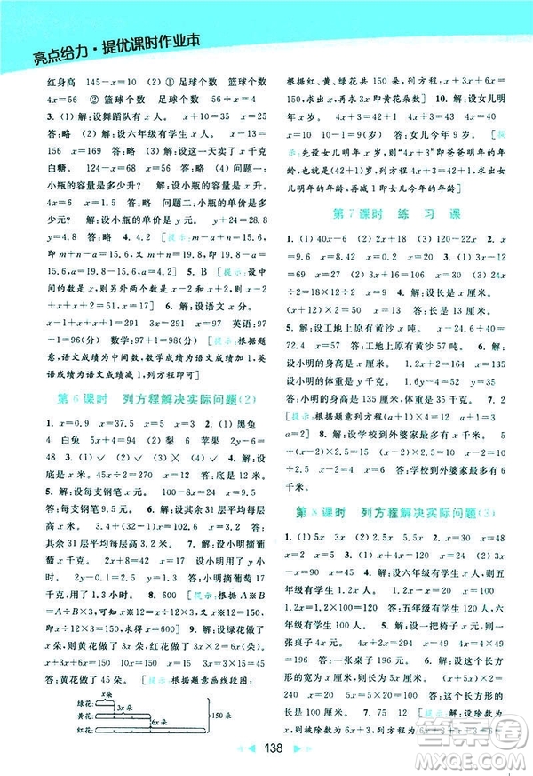 2019春亮點給力提優(yōu)課時作業(yè)本數(shù)學(xué)五年級下冊江蘇版答案