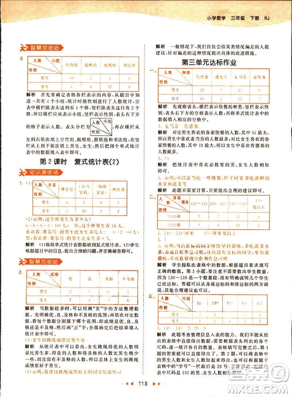 2019春季53天天練三年級下冊數(shù)學人教RJ版答案