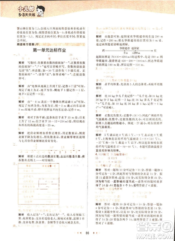 曲一線小兒郎2019春53天天練小學(xué)數(shù)學(xué)六年級(jí)下冊(cè)RJ人教版答案