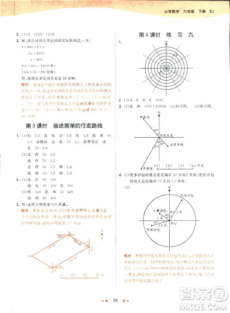 曲一線2019春53天天練六年級(jí)下冊(cè)數(shù)學(xué)蘇教版參考答案