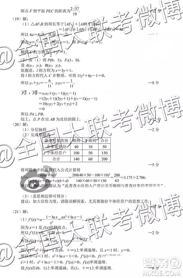 唐山市2018-2019學(xué)年度高三年級(jí)第一次模擬考試文數(shù)參考答案