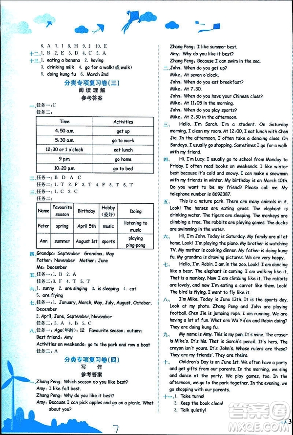人教版2019版黃岡小狀元達標卷五年級英語下冊RP版參考答案