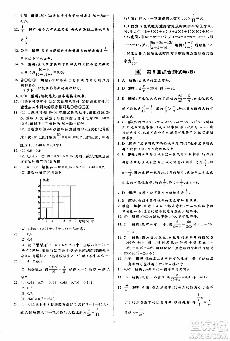 新課標(biāo)江蘇版2019亮點(diǎn)給力大試卷數(shù)學(xué)八年級(jí)下冊(cè)參考答案