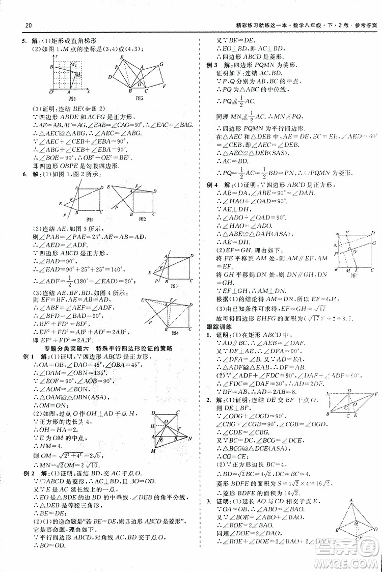 2019年精彩練習(xí)就練這一本八年級下冊數(shù)學(xué)Z版浙教版9787517813545參考答案