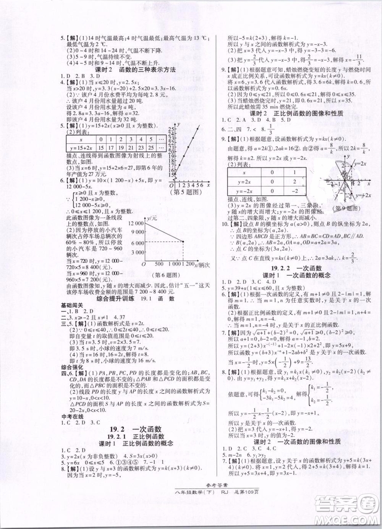 萬(wàn)向思維2019年高效課時(shí)通八年級(jí)下冊(cè)數(shù)學(xué)RJ人教版參考答案