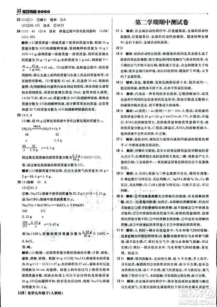 2019年1+1輕巧奪冠優(yōu)化訓練九年級下冊化學人教版參考答案