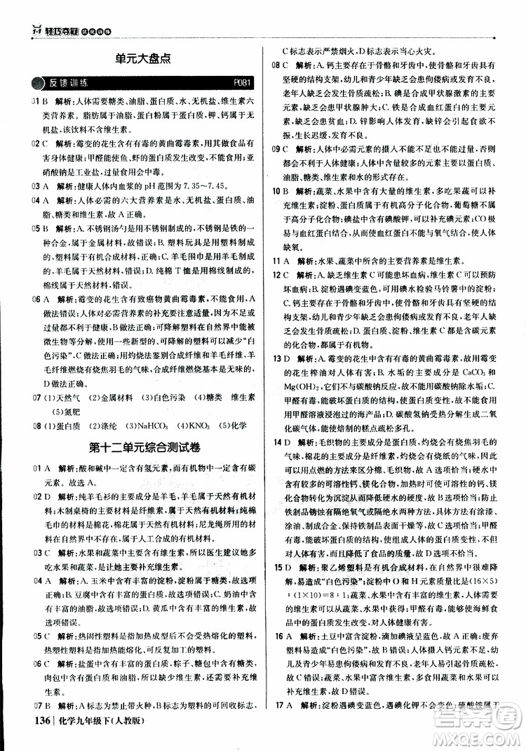 2019年1+1輕巧奪冠優(yōu)化訓練九年級下冊化學人教版參考答案