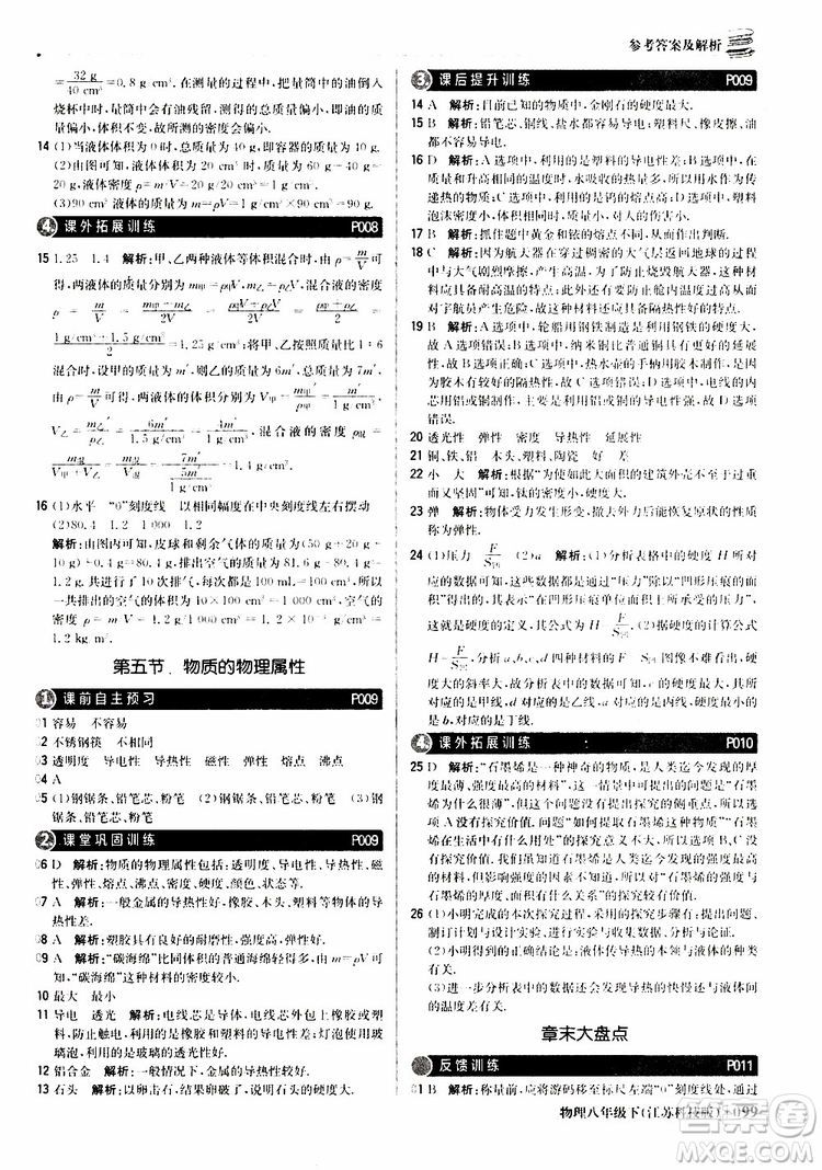 江蘇科技版銀版2019春1+1輕巧奪冠優(yōu)化訓(xùn)練八年級(jí)下冊(cè)物理參考答案