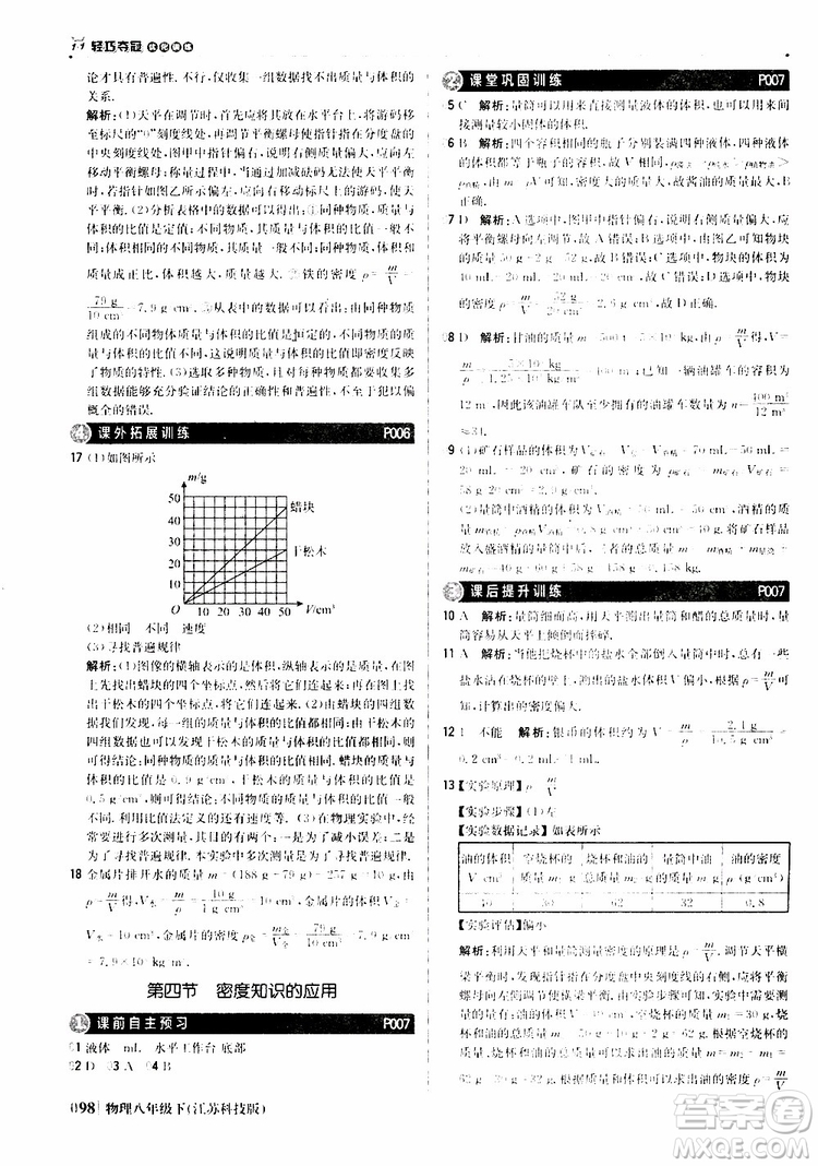 江蘇科技版銀版2019春1+1輕巧奪冠優(yōu)化訓(xùn)練八年級(jí)下冊(cè)物理參考答案